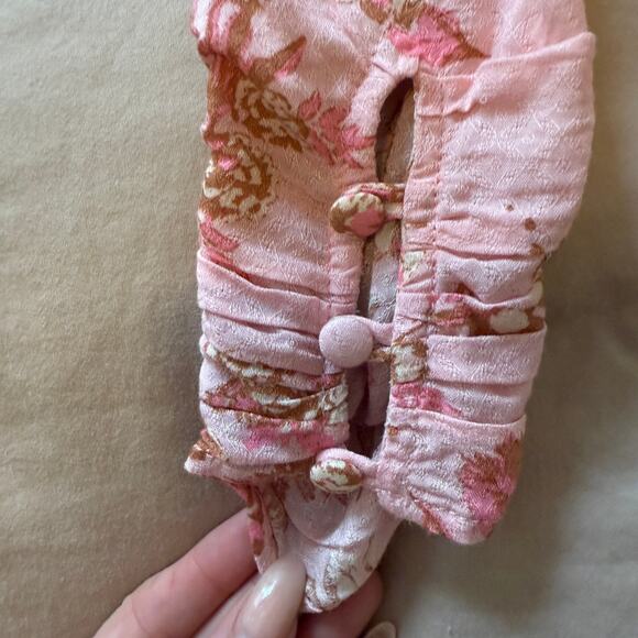 Free People Hilary floral pink Printed Top Pink Combo Boho crew summer /XS - Picture 4 of 10